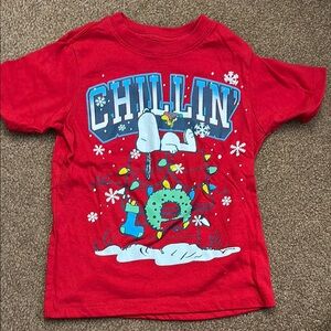 Red Short Sleeve Tee with Festive Polar Bear Design
